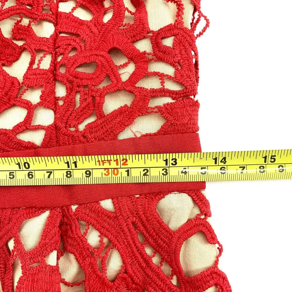 Francesca's Braylee red floral lace A-line dress, Size M - Picture 8 of 11